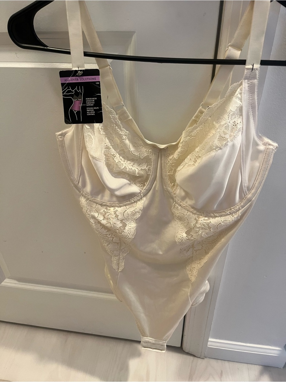 Women’s Satin Lace one piece Shapewear in Ivory - Classic Intimates